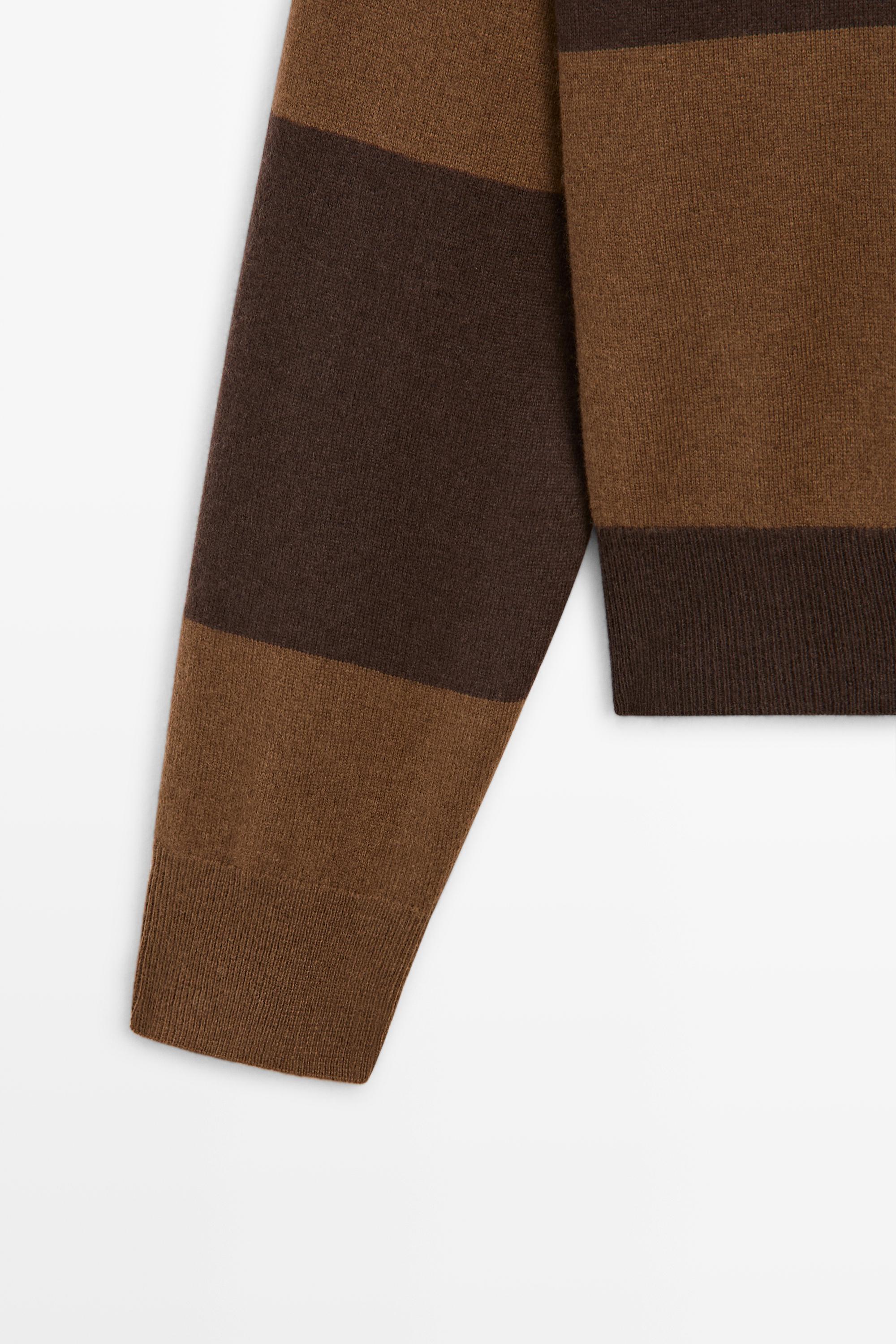 Pull en maille à col polo rayé